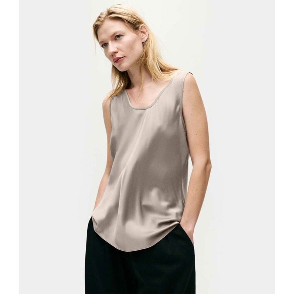 Classiques Entier Silk Sleeveless Blouse, Tan/Brown Color XS